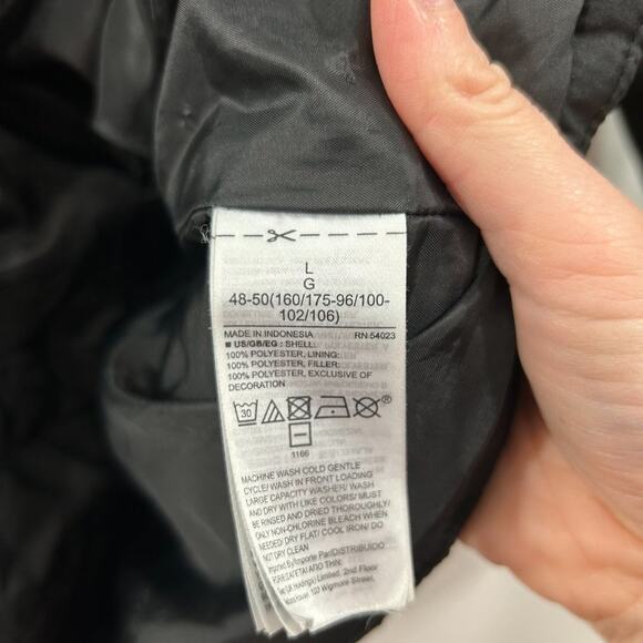 GAP Neutral Black Zip Up Hooded Water Resistant Puffer Jacket Coat Large - Picture 6 of 6